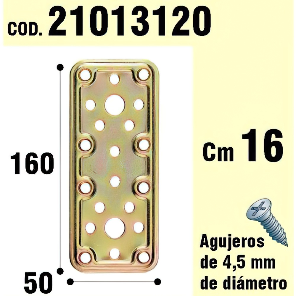 Soporte para madera placa bicromatada. - Medida: 50x 160 mm. - Placa bicromatada. - Realizada en metal.